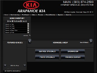 Web site www.arapahoemitsubishi.com, Arapahoe Mitsubishi