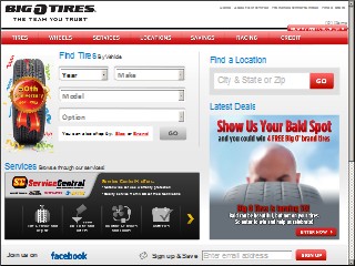 Web site www.bigotires.com, Big O Tires