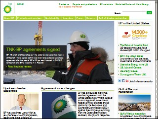Web site www.bp.com, BP