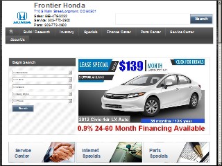 Web site www.frontierhonda.com, Fowler Honda of Longmont