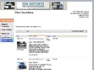 Web site www.jdbimports.com, JDB Imports