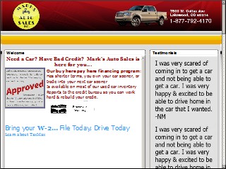 Web site www.marksautosales.com, Mark's Auto Sales