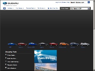 Web site www.subaru.com, Subaru of America