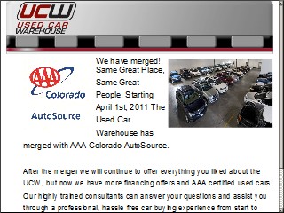 Web site www.theusedcarwarehouse.com, Used Car Warehouse